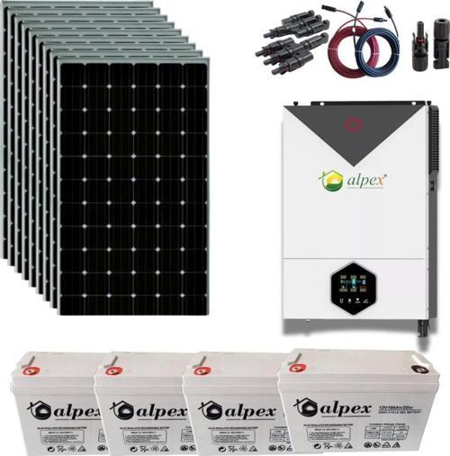 Teknovasyon Arge Güneş Enerjisi Bağ Evi Solar Paketi  Hybrit  inverter 6200 W 48V 410W Güneş Paneli 100 Ah Jel Akü