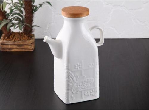 Eminhome Porselen Yağlık Bambu Kapaklı 1 Litre