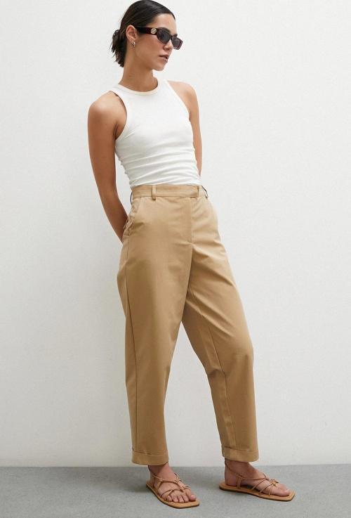 Duble Paçalı Pantolon Bej