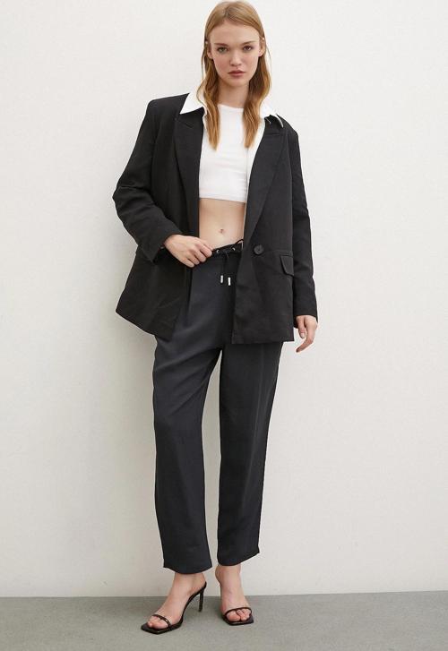 Beli Lastikli Boru Paça Pantolon Lacivert