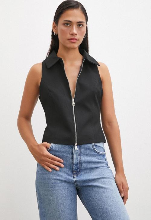 Fermuarlı Yelek Siyah