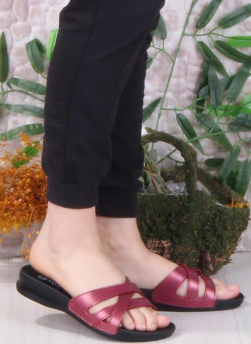 9942-1 Bordo Rahat Ortapedik Kadın Terlik