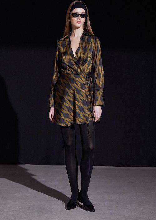 Rambi Bağlamalı Kruvaze Elbise Siyah