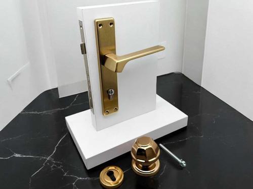 Zey Mat Altın Çelik Kapı Kolu Sağ Basar + Kapı Tokmağı Kilit Hariçtir