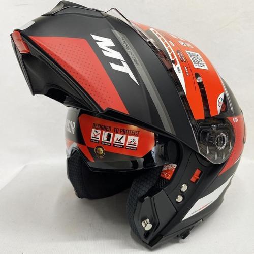 Kask Genesis Sv Cave A5 Çene Açılır Motosiklet Kaskı Mat Siyah - KırmızıL
