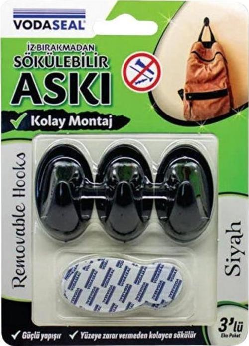 HB-01 Siyah İz Bırakmayan Askı 3 Adet