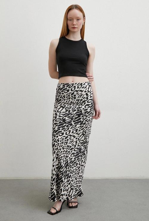 Desenli Maxi Verev Etek Ekru