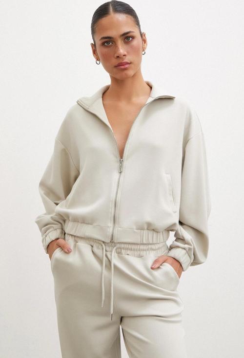 Fermuarlı Sweatshirt Taş