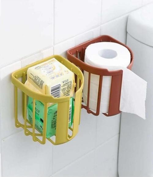 WC Kağıdı İçin Pratik Kolay Monte Edilebilen Yapışkanlı Çok Fonksiyonlu  Banyo Organizeri