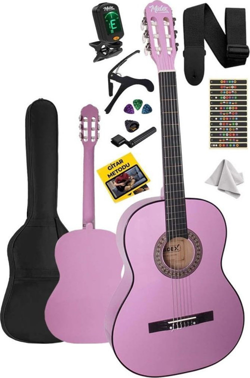 CG-34PU-PAK Kaliteli 34 İnç 1/2 Junior Çocuk Gitarı Seti 4-8 Yaş Arası (Tuner Çanta Capo Askı Nota Sticker Pena Me