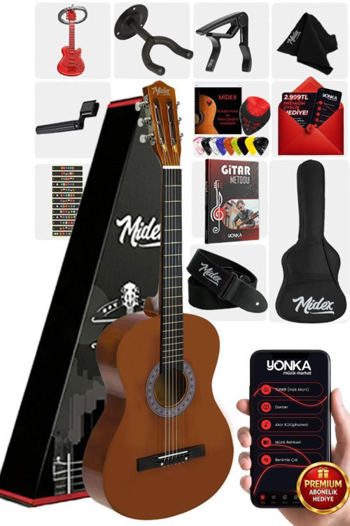 CG-36BRW-PAK Kaliteli 36 İnç 3/4 Juniur Çocuk Gitarı 8-12 Yaş Arası (Tuner Çanta Capo Askı Nota Sticker Pena Metod