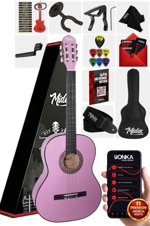 CG-36PU-PAK Kaliteli 36 İnç 3/4 Junior Çocuk Gitar Seti 8-12 Yaş Arası (Tuner Çanta Capo Askı Nota Sticker Pena Me