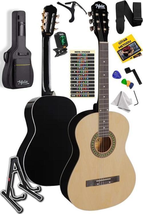 MGX-150-ST Üst Kalite Klasik Gitar Sap Ayarlı Doğal Ahşap Gül Klavye 4/4 Yetişkin (Çanta Stand Tuner Capo Askı Met