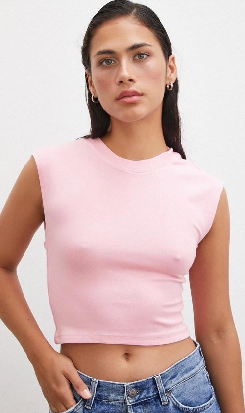 Sıfır Kol T-shirt Pembe