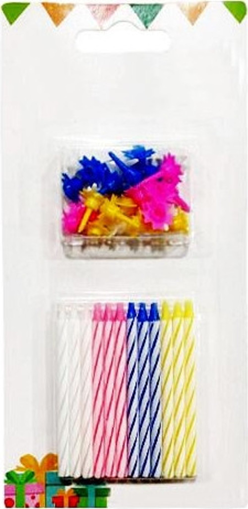 Karışık Renkli Çubuk Mum 24' lü Doğum Günü Pasta Mumu - Pasta Süsü