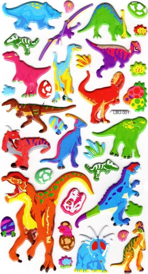 Sticker Kabartmalı Stiker Defter, Planlayıcı Etiket (lbu-001) - 17X9 cm - Dinozor