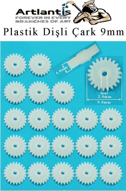 Plastik Dişli Çark 20 Adet 1 Paket Dış Çapı 9 mm İç Çapı 2 mm Okul Deney Motor Çarkı Plastik Dişliler