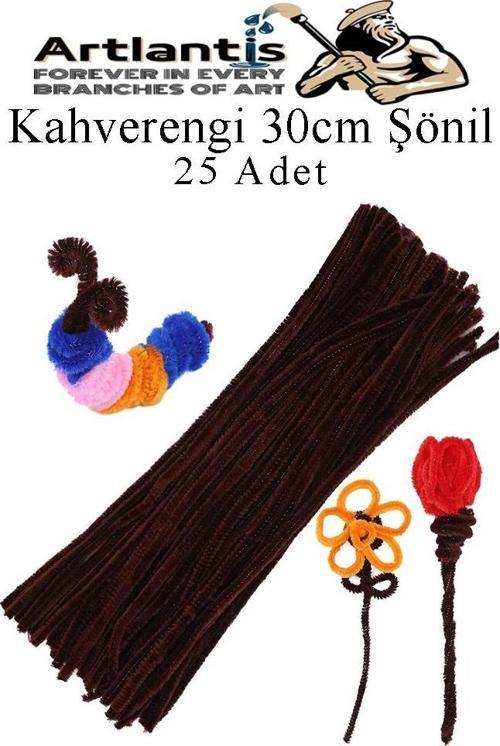 Şönil 30 cm 25 li 1 Paket Renkli Tüylü Tel Okul Öncesi Anasınıfı Kreş Hobi Eğitici Şönil Pipo Temizleyici Tüylü Tel