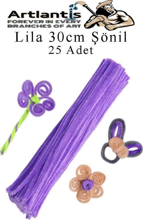 Şönil 30 cm 25 li 1 Paket Renkli Tüylü Tel Okul Öncesi Anasınıfı Kreş Hobi Eğitici Şönil Pipo Temizleyici Tüylü Tel
