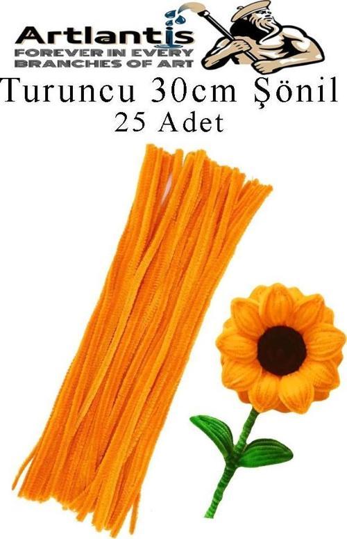 Şönil 30 cm 25 li 1 Paket Renkli Tüylü Tel Okul Öncesi Anasınıfı Kreş Hobi Eğitici Şönil Pipo Temizleyici Tüylü Tel