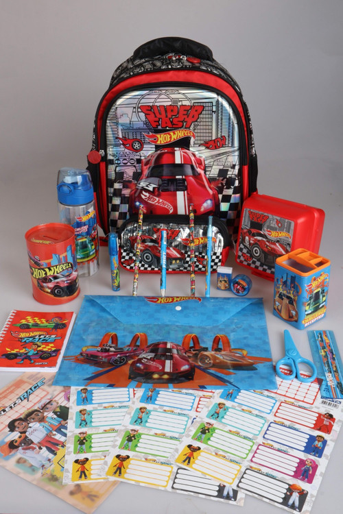 YENİ SEZON LİSANSLI HOT WHEELS OKUL,BESLENME,KALEM ÇANTASI İLE MATARA,BESLENME KABI VE KIRTASİYE SETİ ÇITÇIT DOSYA,KALEM