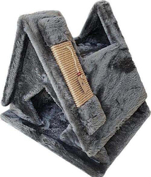 Premium Tırmalama Kedi Evi 40-60-50cm Antrasit