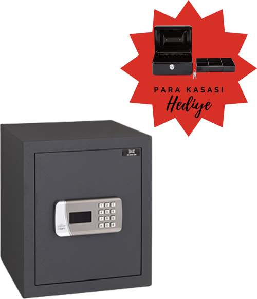 EKO400 ELEKTRONİK ŞİFRELİ EV VE OFİS TİPİ ÇELİK KASA (ANTRASİT)+PARA KUTUSU
