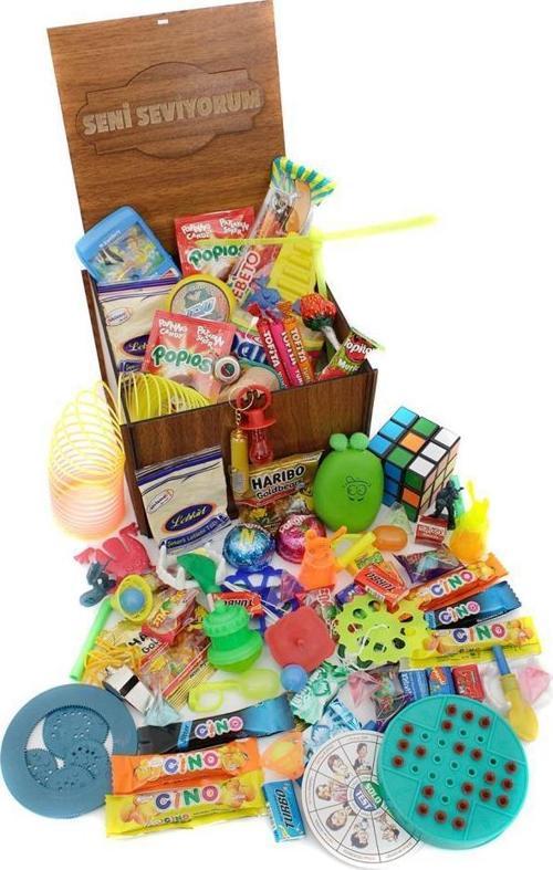 Nostaljik Bakkal Ahşap Gıda Ve Oyuncak Kutusu(Seni Seviyorum)