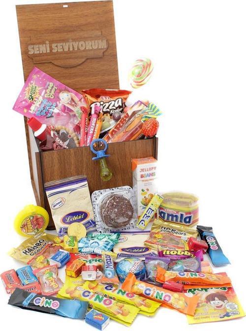 Nostaljik Bakkal Ahşap Hediye Kutusu Küçük Boy ( Seni Seviyorum )
