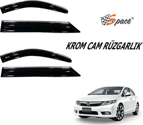Krom cam rüzgarlığı 1.2mm Honda Civic 2012-2015 4'lü / CARU429