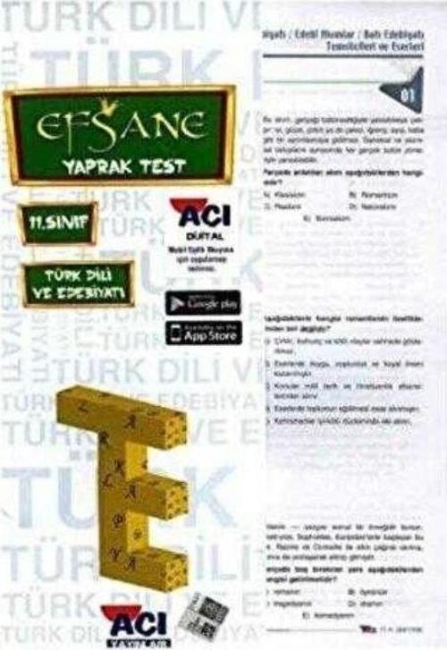 AÇI 11 EDEBİYAT YAPRAK TEST