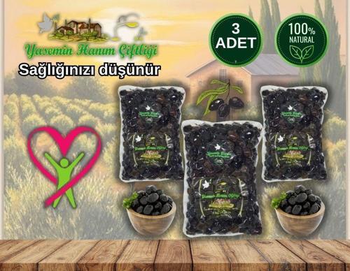 Gemlik Tipi Doğal Siyah Zeytin 3x1000 Gr