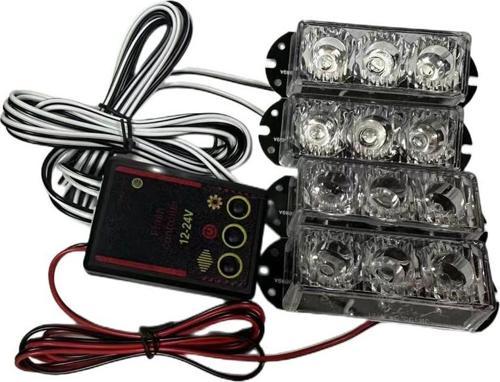 Çakar lamba 3x4 led kırmızı kırmızı 12-24v / LAPA534-2