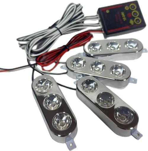 Çakar lamba 3x4 led kırmızı-kırmızı 12-24v / LAPA535-3