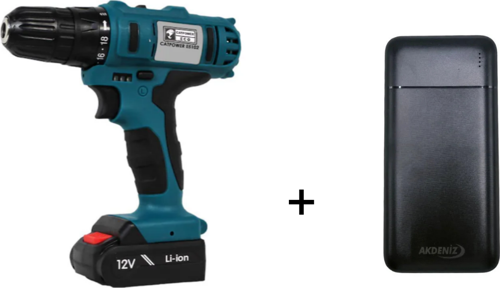 E5102 20V 1.5Ah Li-ion Çift Akülü Matkap Vidalama  + Akdeniz Taşınabilir Şarj Cihazı (Model: S125Q)