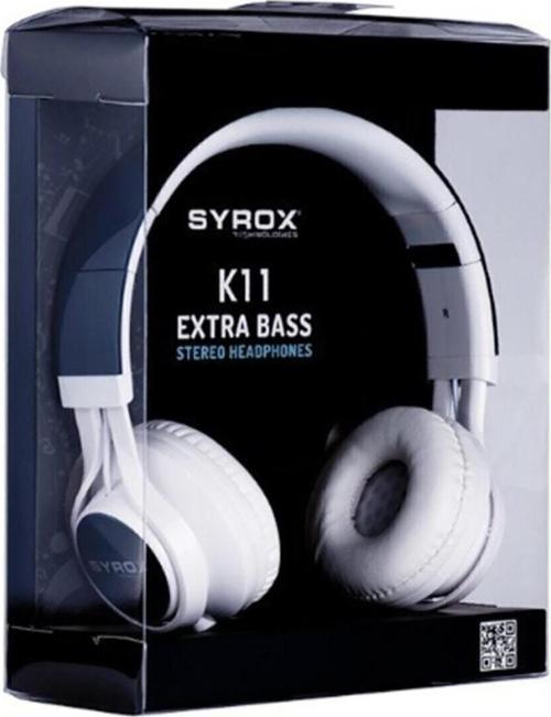 K11 Extra Bass 1.50mt 3.5mm AUX Kablolu Mikrofonlu Kulak Üstü Kulaklık - Siyah-Beyaz