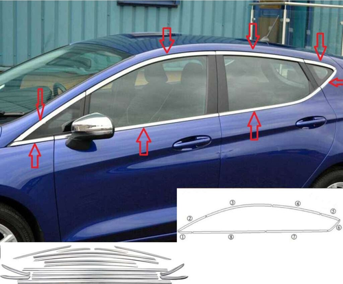 Ford Fiesta Uyumlu 2009 2017 Cam Çıtası Krom 