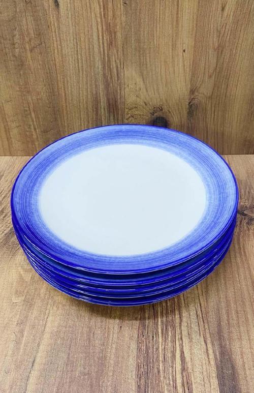 Porselen Servis Tabağı 6 Adet Naturel Tasarım 25 CM Mavi