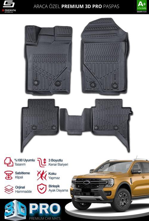 S-Dizayn Ford Ranger 3D Pro Havuzlu Paspas 2023 Üzeri A+ Kalite