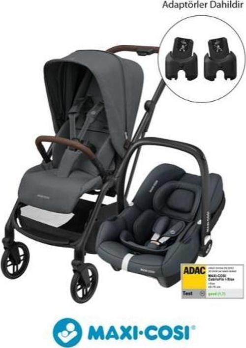 Leona2-Cabriofix I-Size Tek Elle Katlanabilen Ultra Kompakt Çift Yönlü Seyahat Sistem Bebek Arabası Graphite
