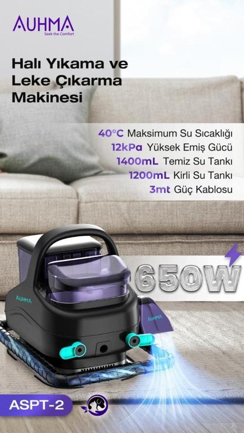 Halı Koltuk Yıkama Ve Temizleme Makinası Siyah 650W ASPT-02