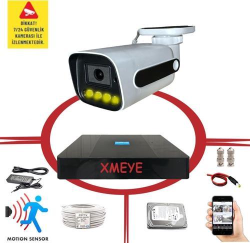 1 Kameralı Hareket Algılayan 5 MP Lens 4 Warm Led Gece Renkli Gösteren Güvenlik Kamerası Seti BS 784W