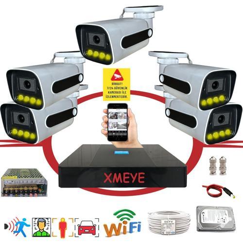 5 li Araç Yüz ve İnsan Tanımalı Hareket Algılayan 5 MP Lens 4 Warm Led Gece Renkli Gösteren Güvenlik Kamera Seti BS784W