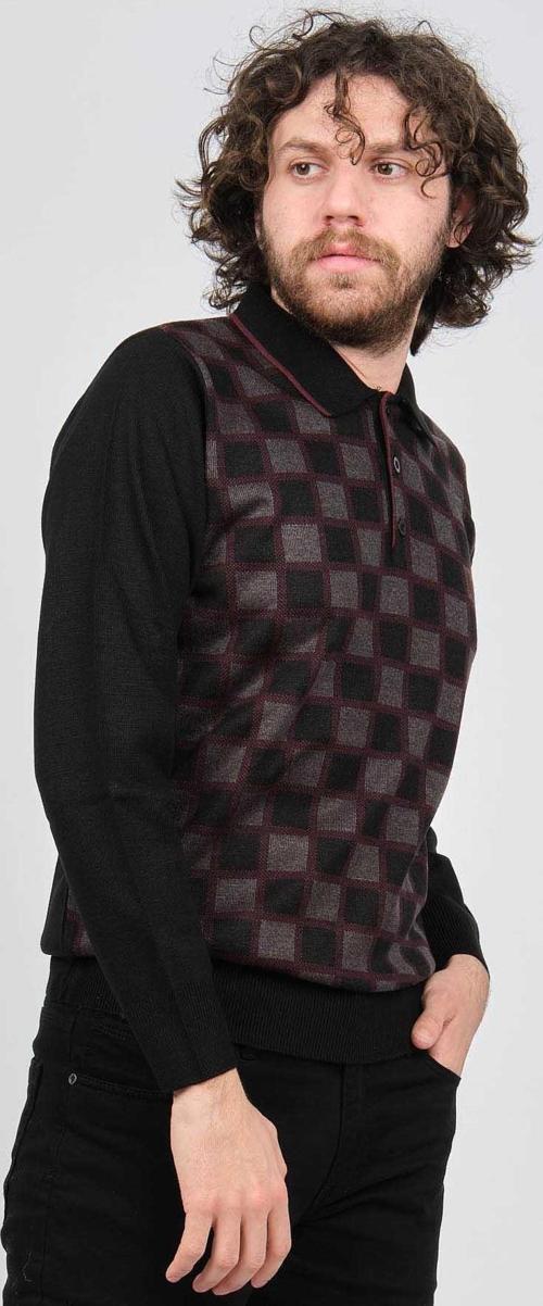 Erkek Desenli Polo Yaka Kazak 1577428 Siyah