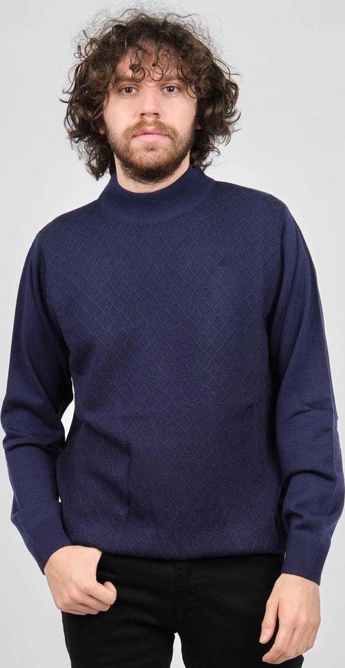 Erkek Desenli Yarım Balıkçı Yün Kazak 1578710 Mor