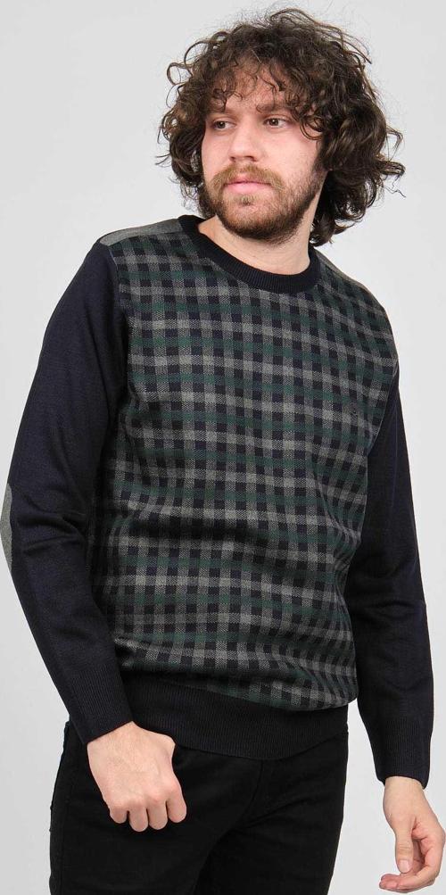 Erkek Desenli Bisiklet Yaka Kazak 1577309 Füme