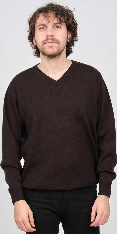 Erkek V Yaka Yün Kazak 0246516 Kahverengi