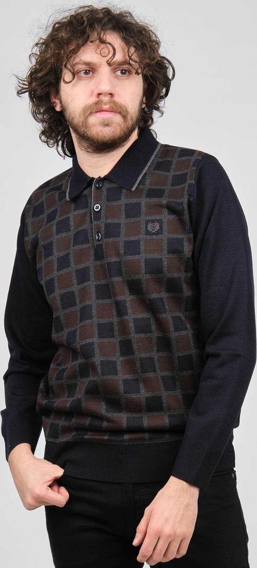 Erkek Desenli Polo Yaka Kazak 1577428 Lacivert