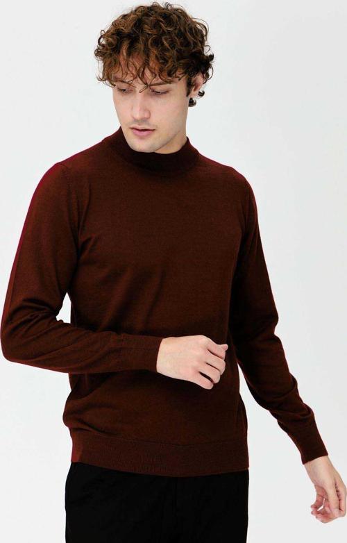 Erkek Basic Yarım Balıkçı İnce Triko Kazak 02421604 Bordo