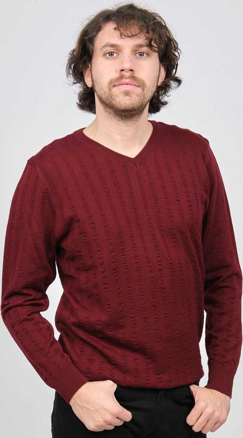 Erkek V Yaka Yün Kazak 0249626 Bordo